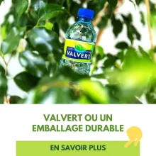 Emballage durable, bouteille d'eau, Valvert